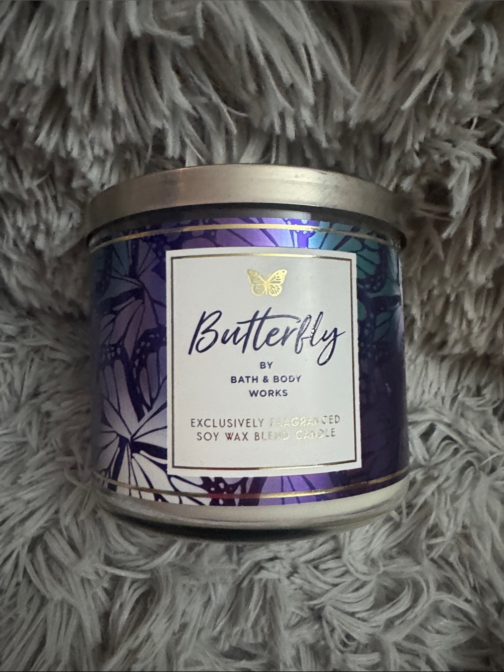 Bath & Body Works Butterfly Purple & Blue Decorative Candle Tin